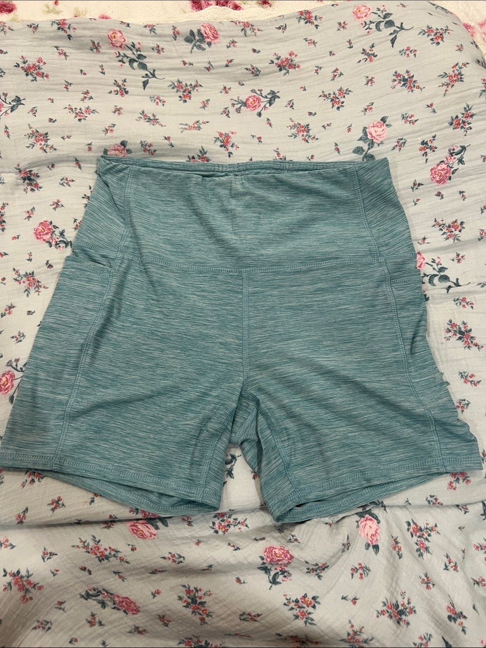 RBX Teal High-Waist Athletic Bike Shorts